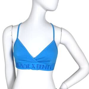 Savage X Fenti sport bra size medium blue glittery logo along bra band